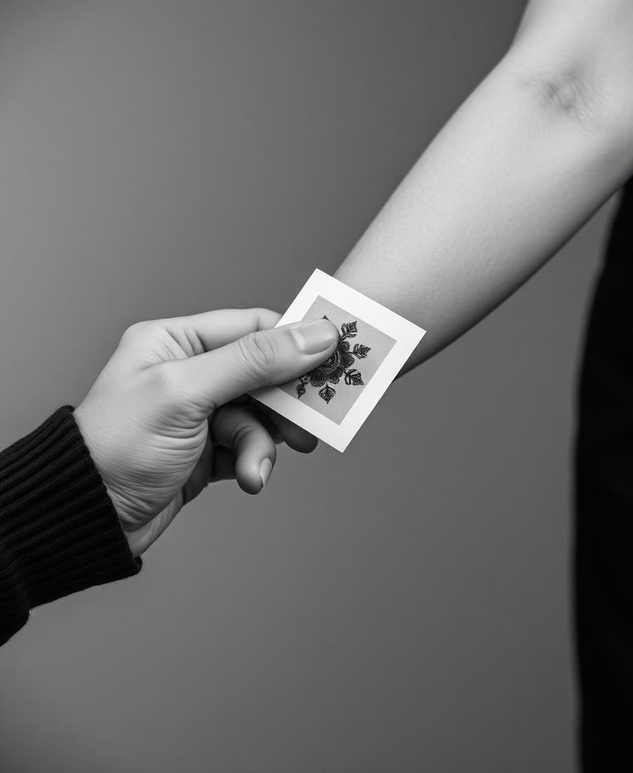 Customer wearing an INKORA semi-permanent tattoo