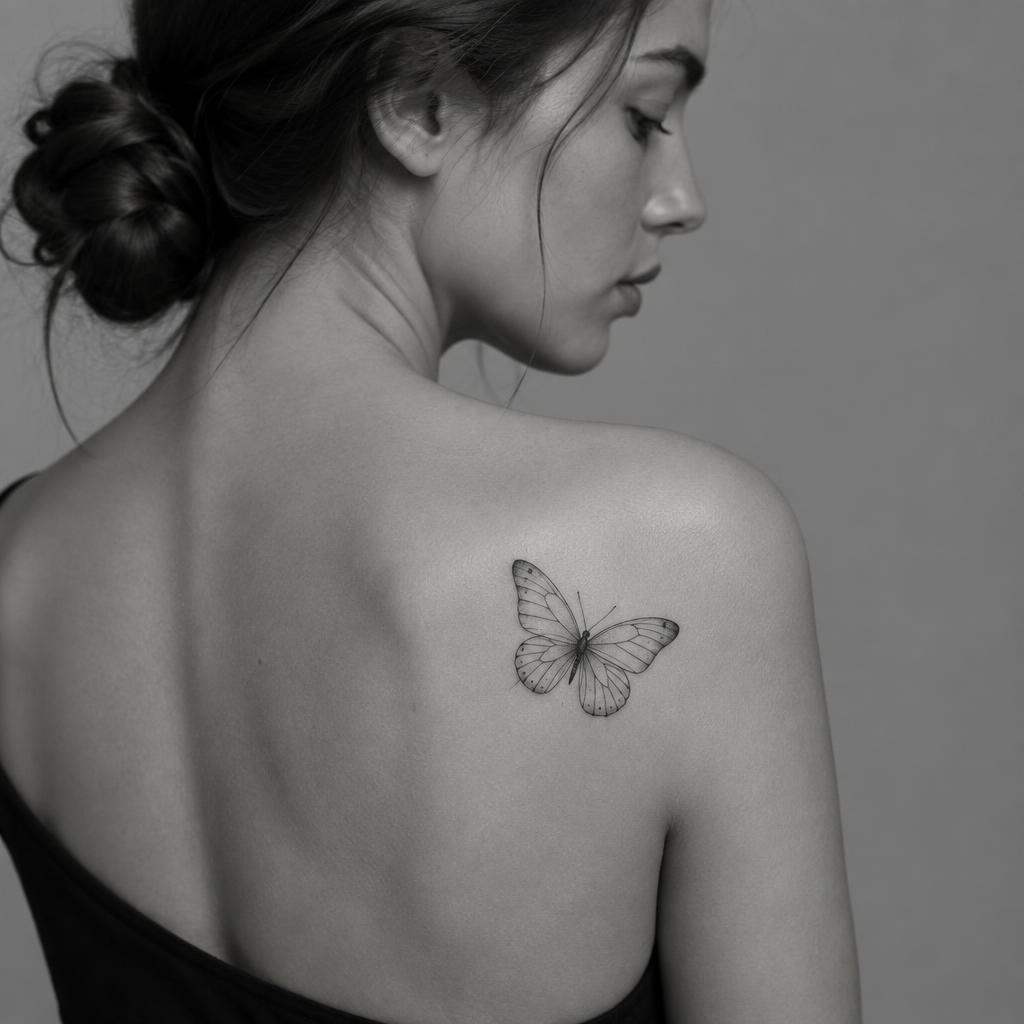 Fine Butterfly semi-permanent tattoo shown on skin