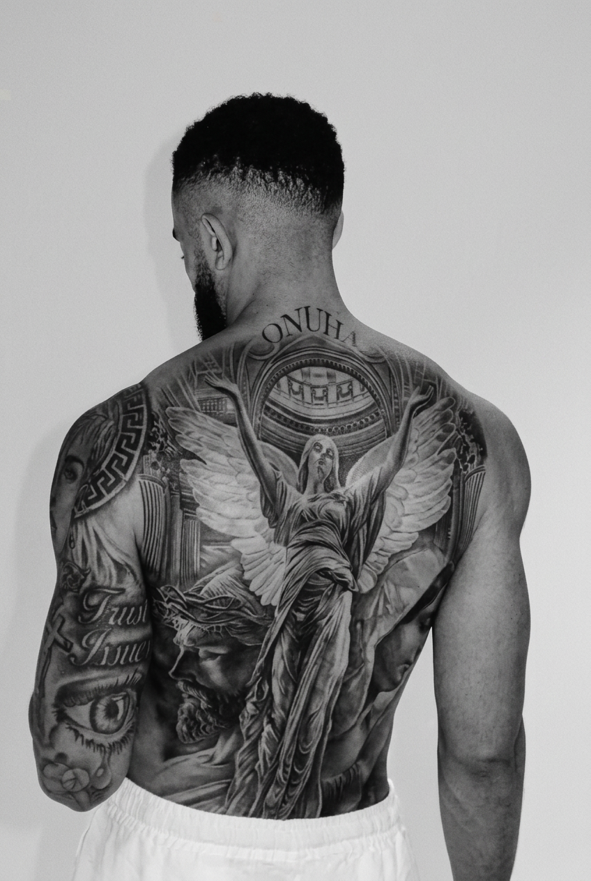 Guardian Angel semi-permanent tattoo shown on skin