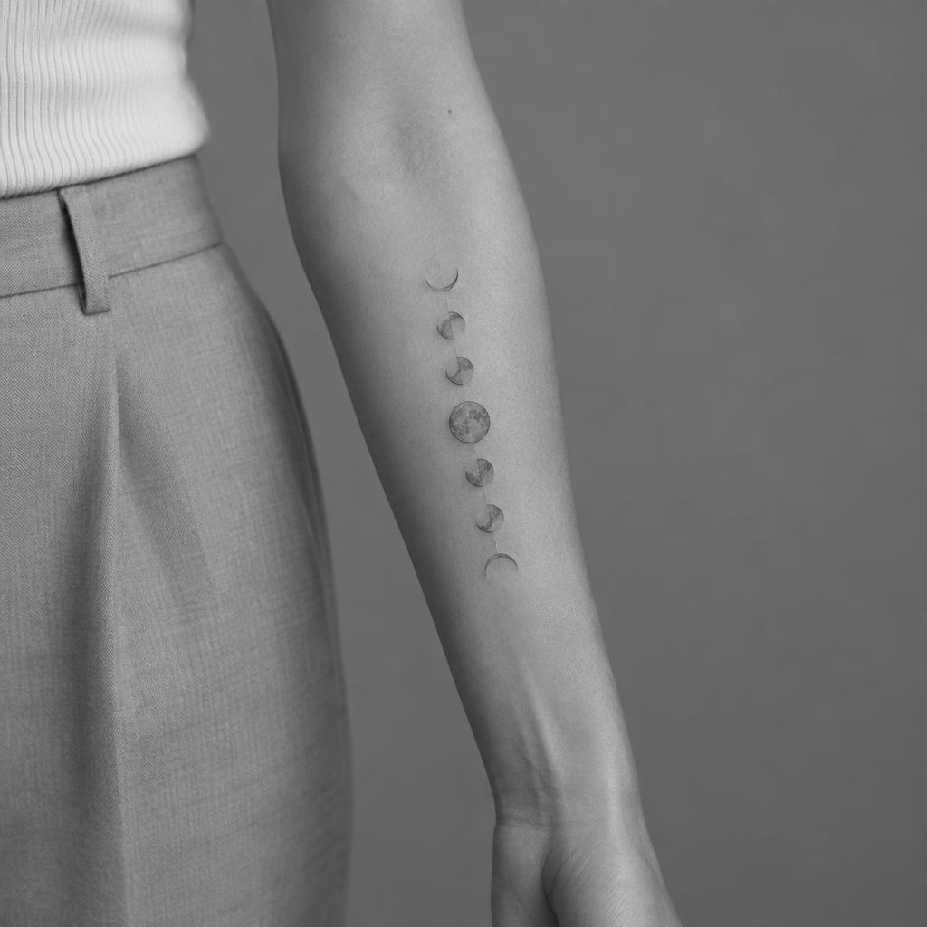 Moon Phases semi-permanent tattoo shown on skin